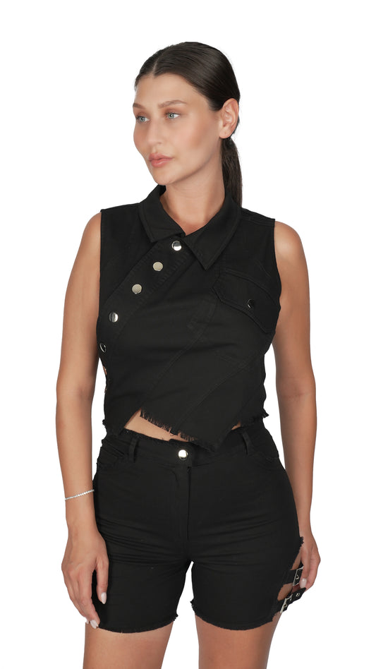 Siyah Kolsuz Kot Gömlek.