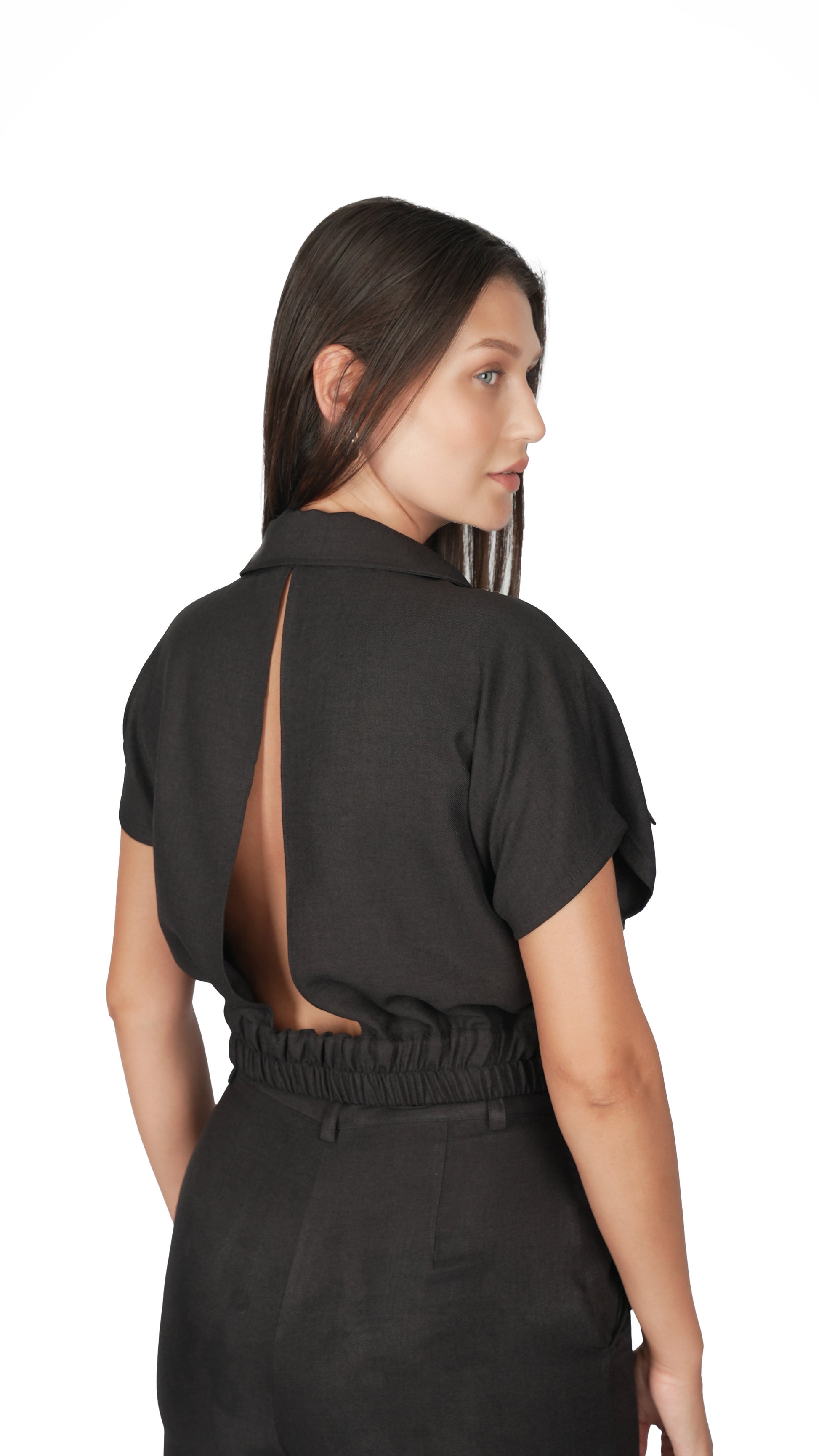 Siyah Şortlu Keten Takım.