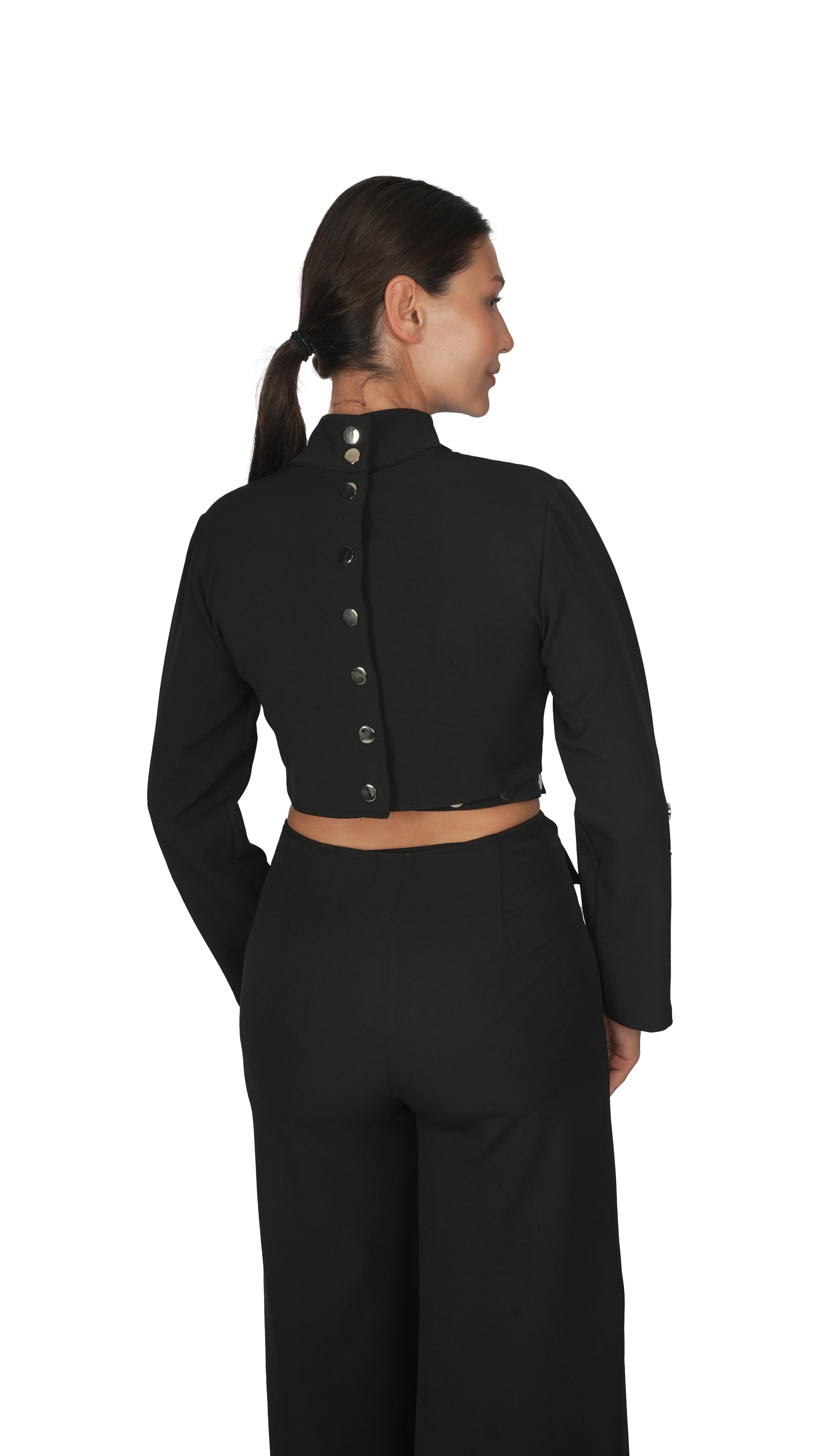 Siyah Uzun Kollu Kemer Detaylı Takım.