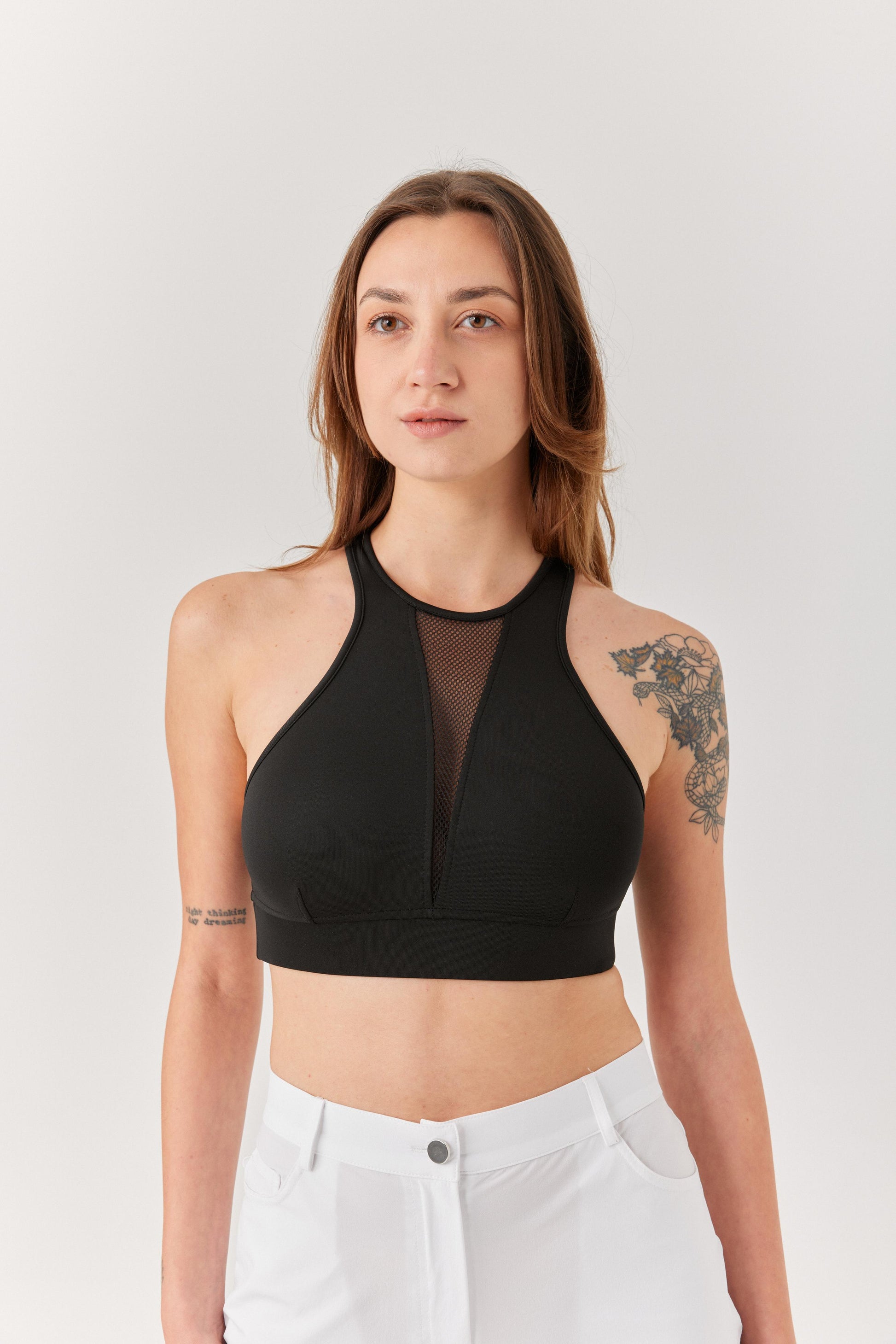 Siyah Sırt ve Göğüs Fileli Bra.