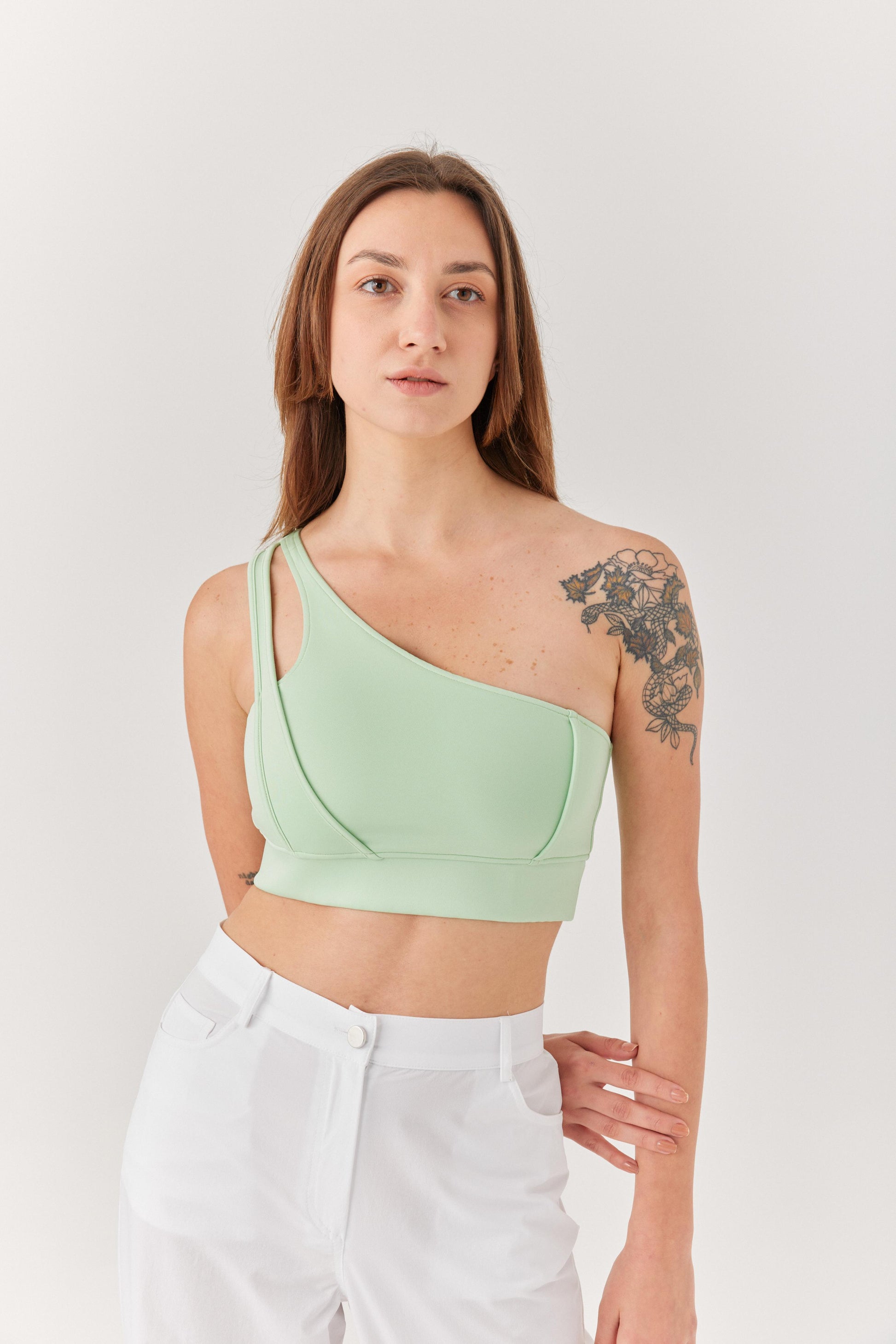 Yeşil Tek Omuz Bra.