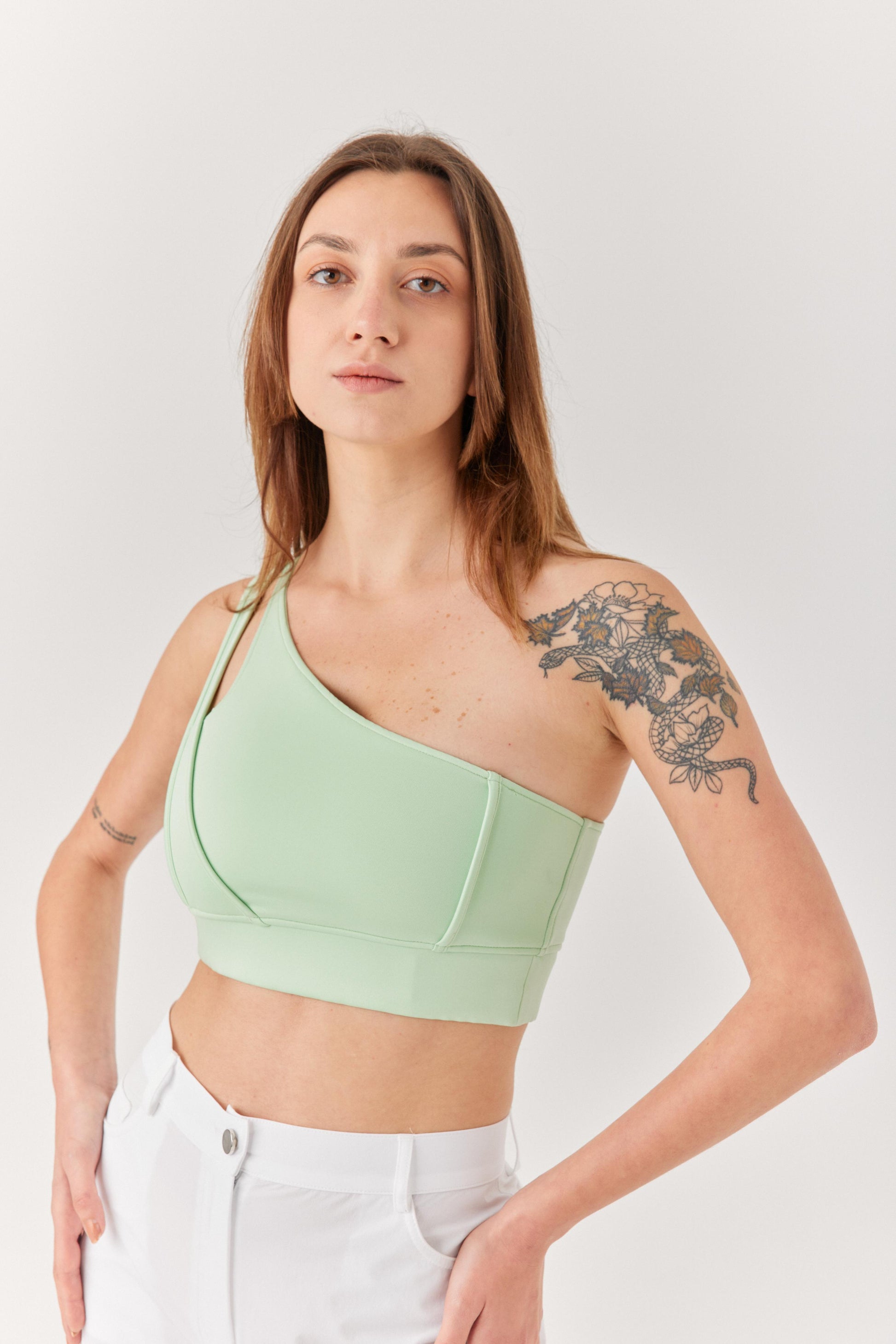 Yeşil Tek Omuz Bra.