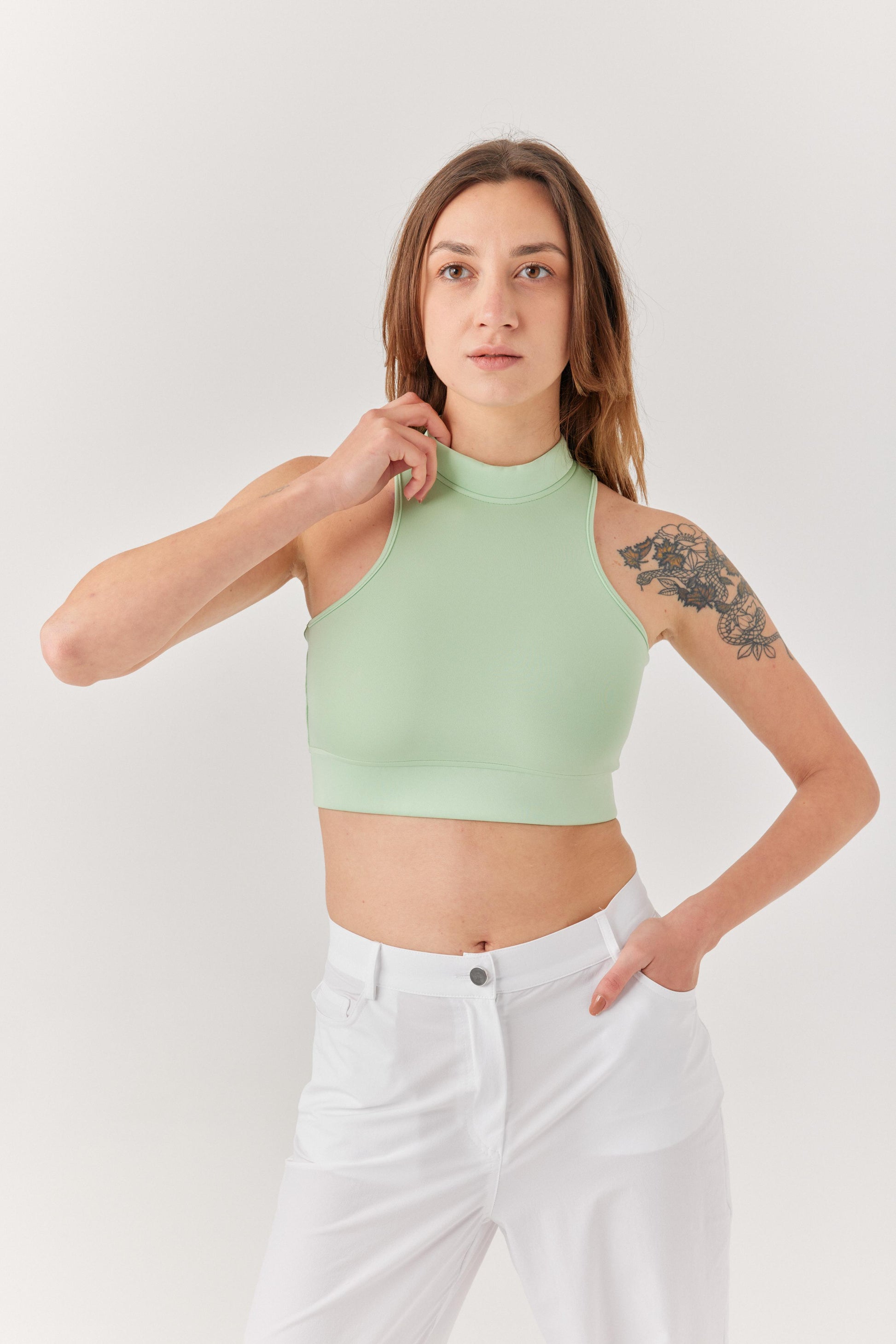 Yeşil Kolsuz Spor Bra.