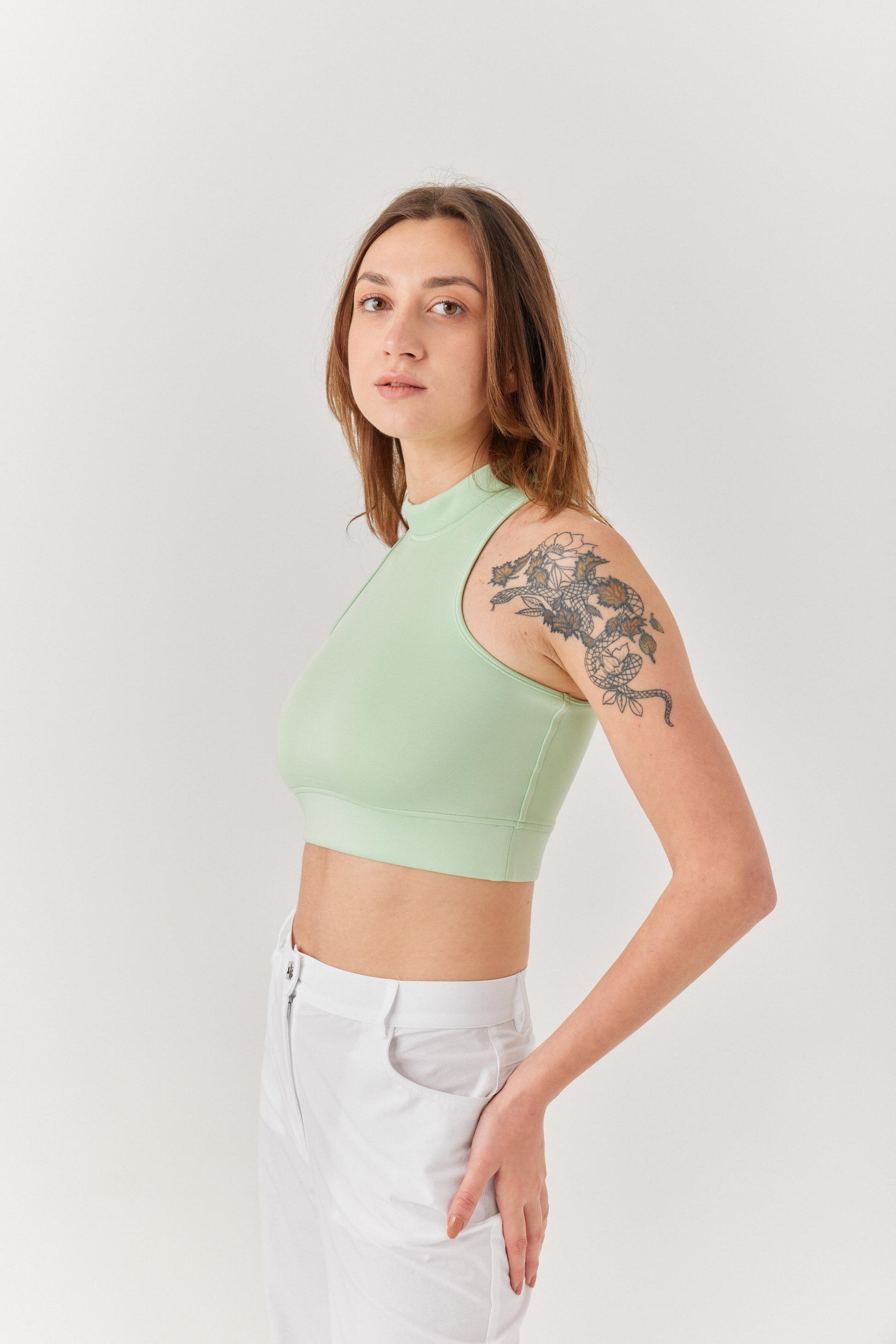 Yeşil Kolsuz Spor Bra.