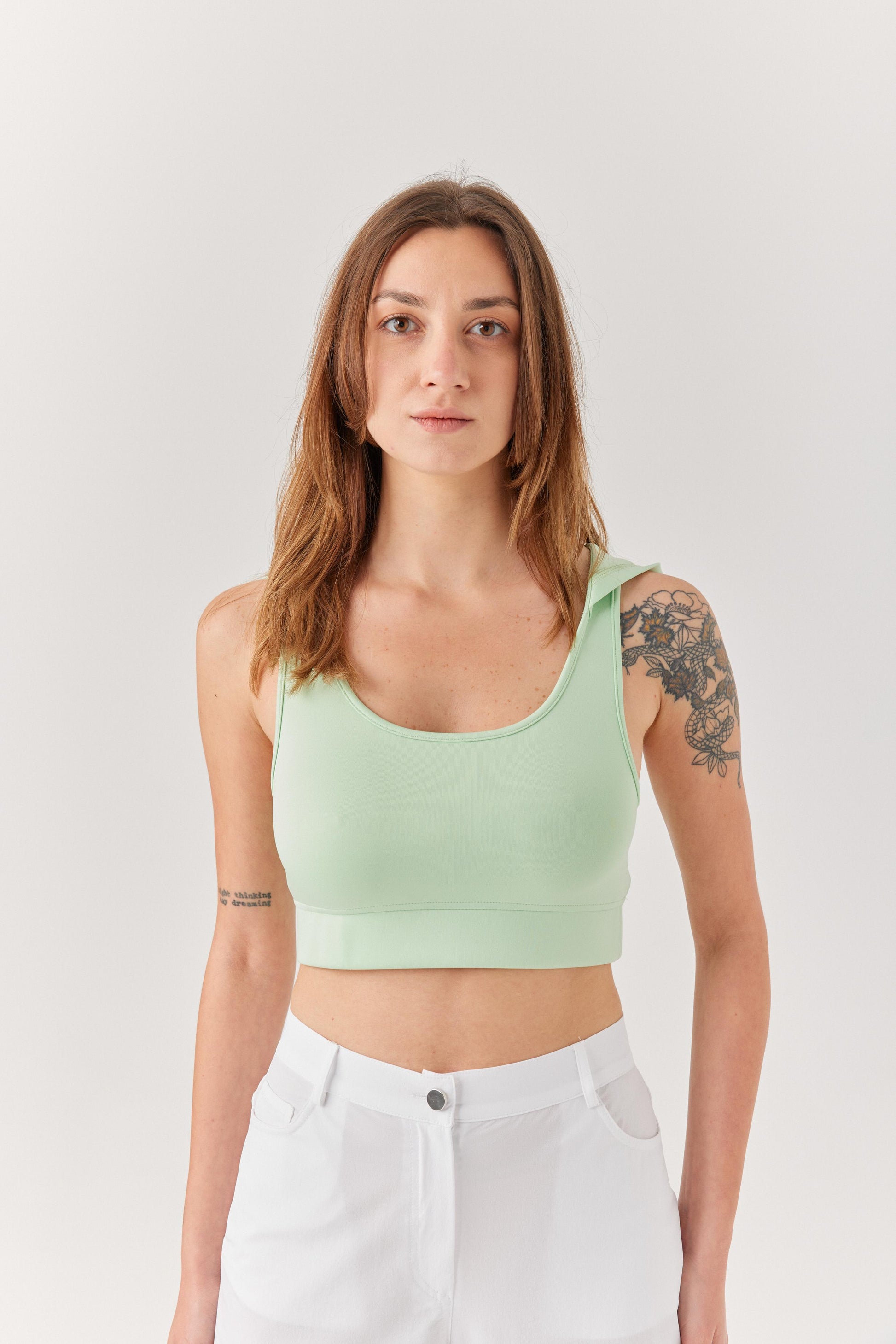 Yeşil Kapüşonlu File Detaylı Bra.