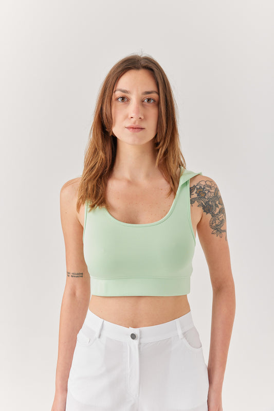 Yeşil Kapüşonlu File Detaylı Bra.