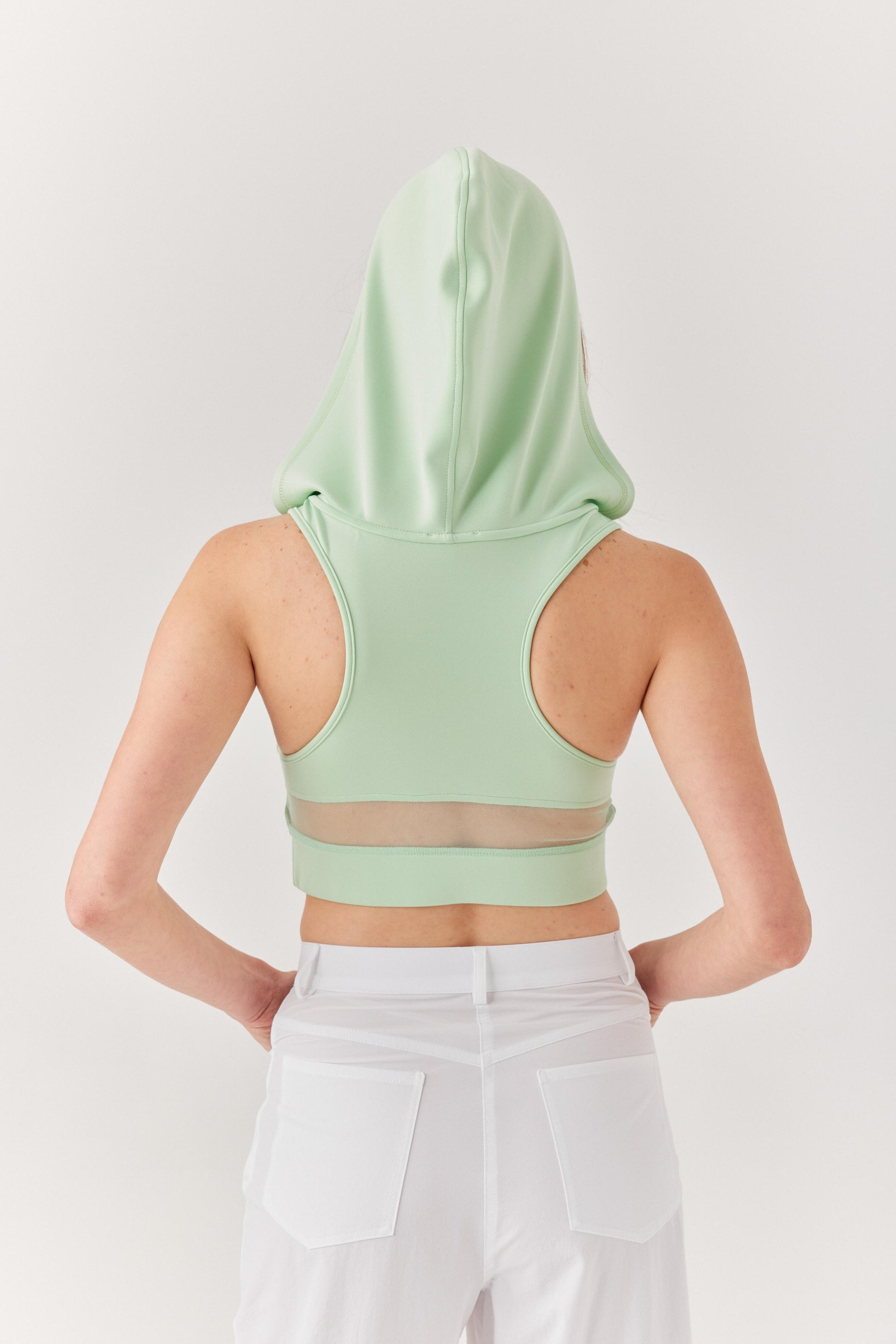Yeşil Kapüşonlu File Detaylı Bra.