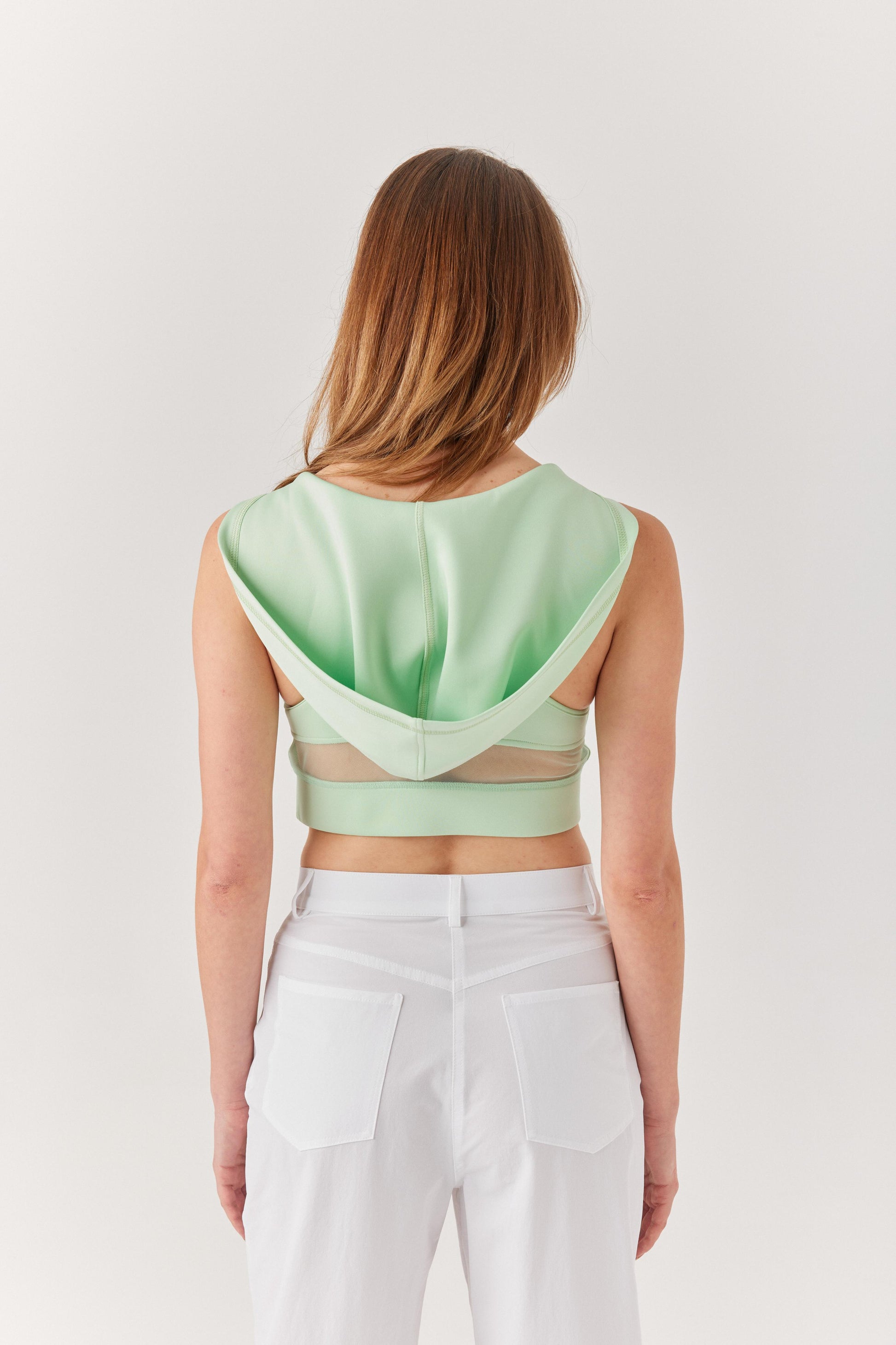 Yeşil Kapüşonlu File Detaylı Bra.