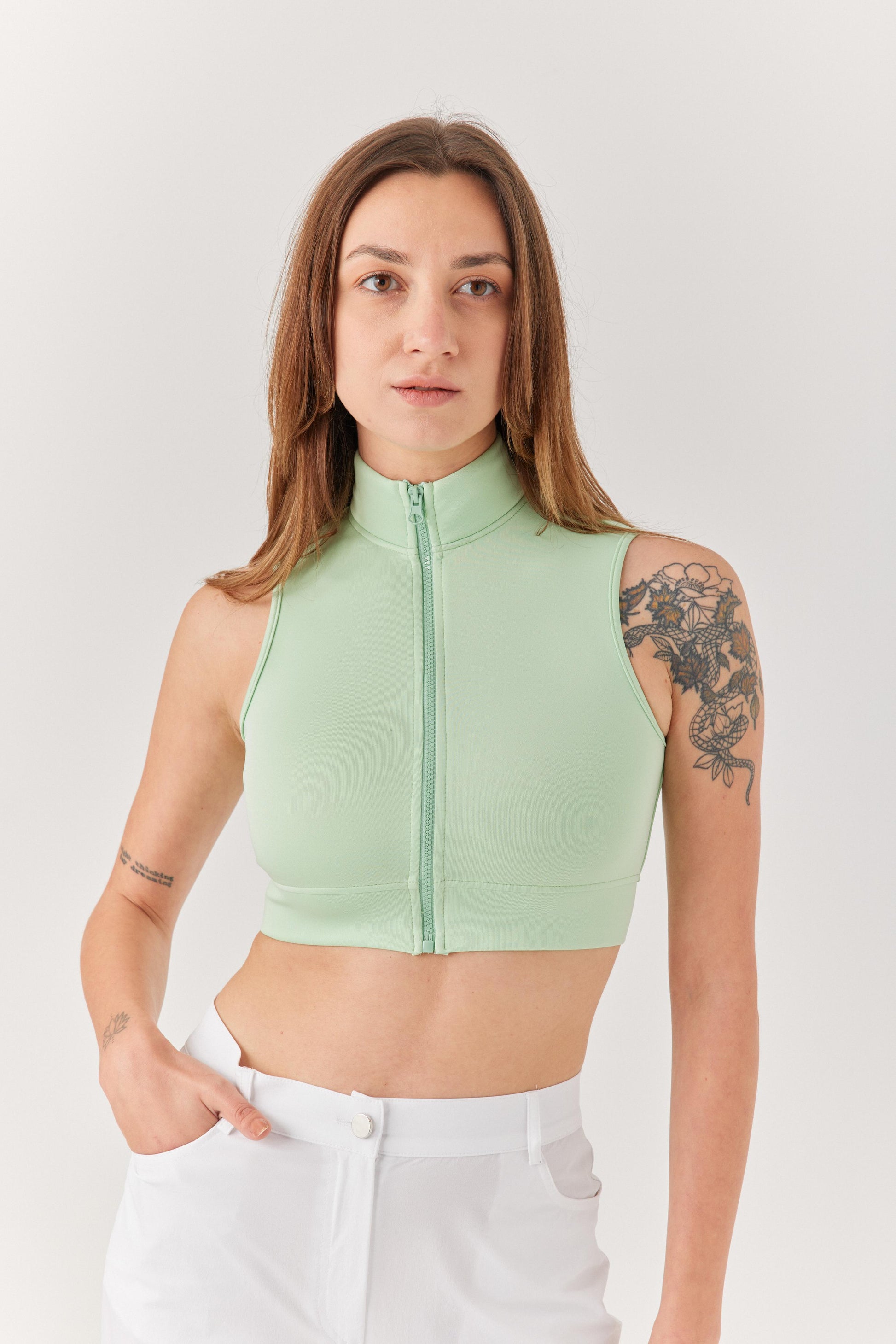 Yeşil Fermuarlı Bra.