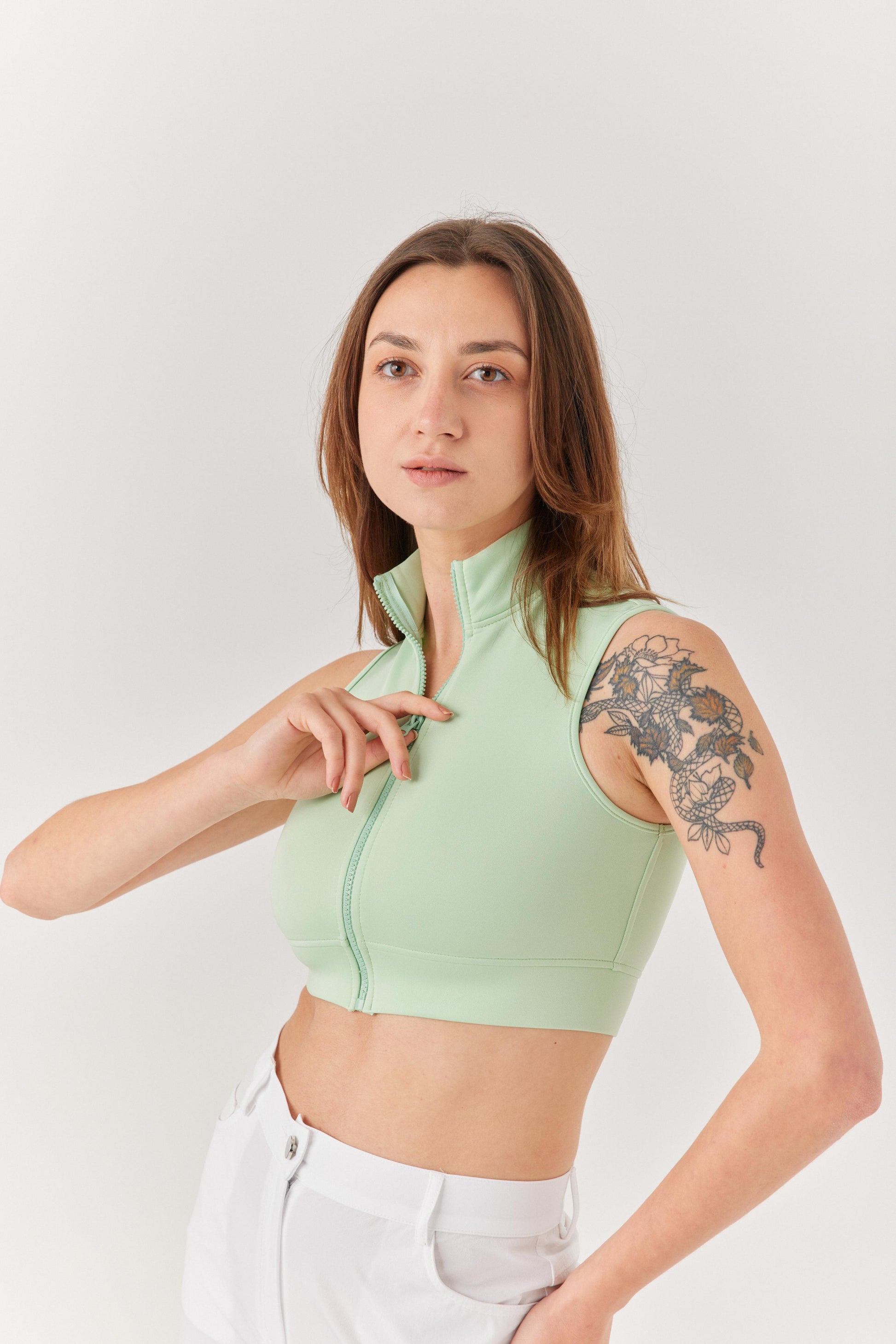 Yeşil Fermuarlı Bra.