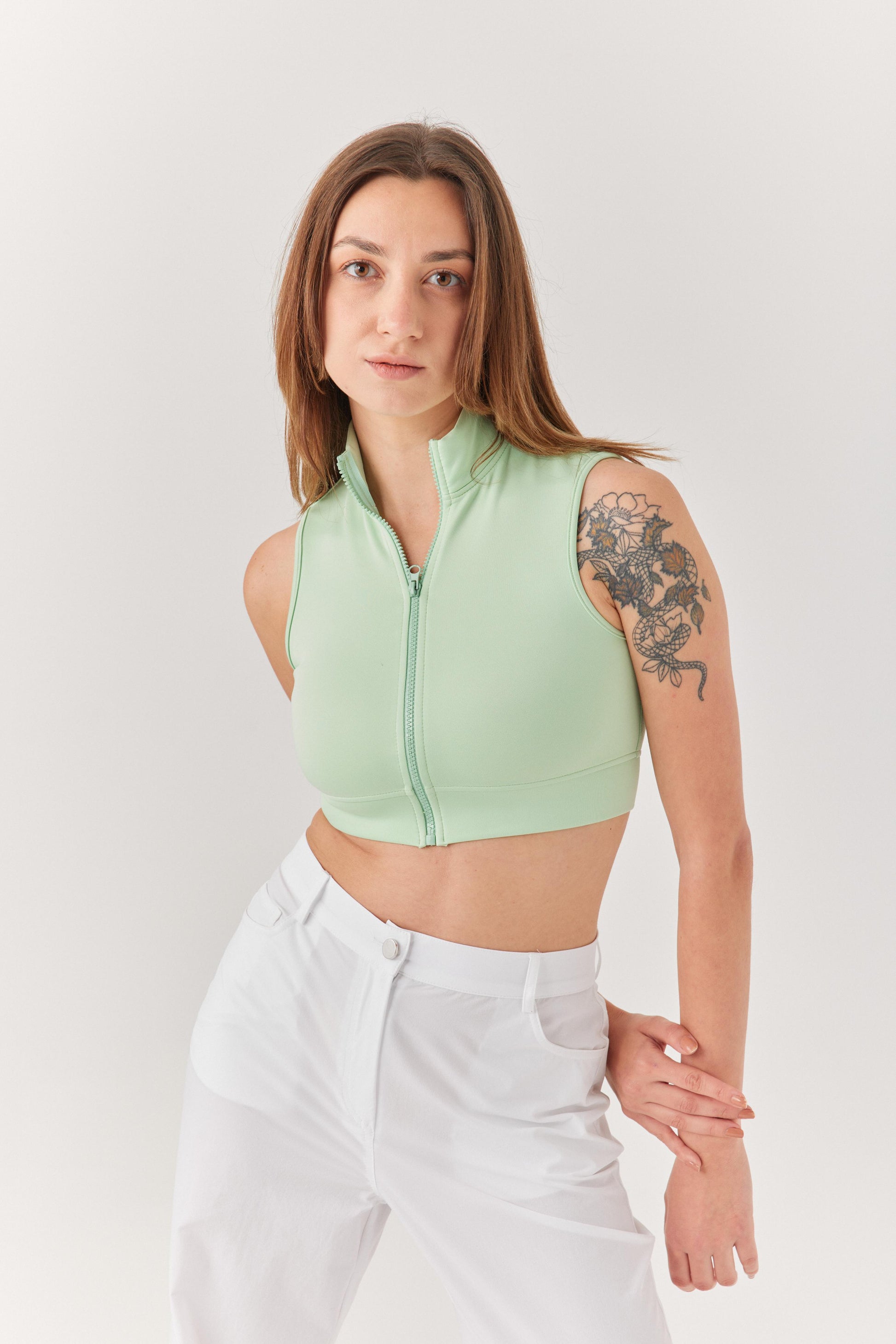 Yeşil Fermuarlı Bra.