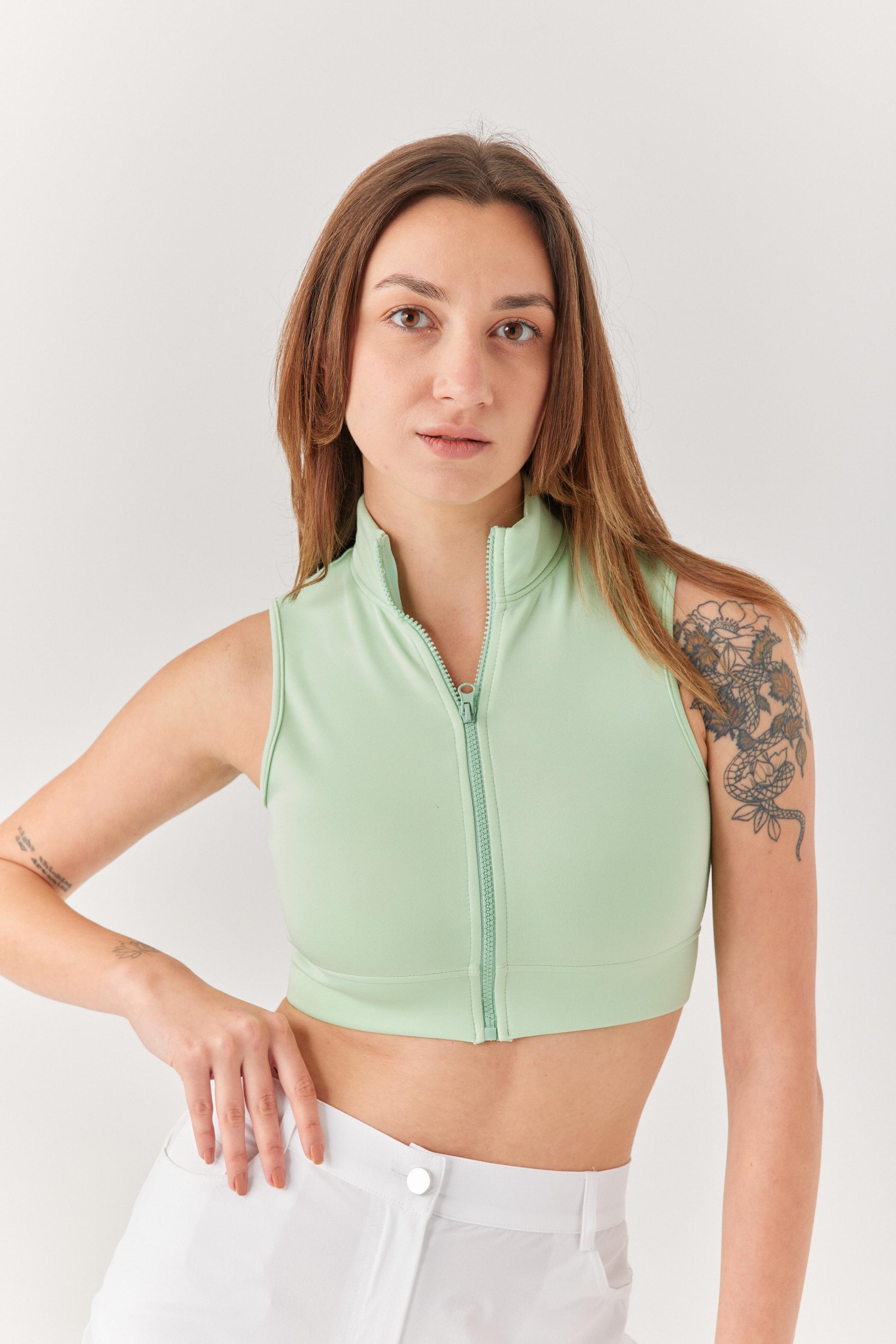 Yeşil Fermuarlı Bra.