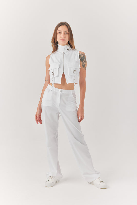 Kadın Beyaz Paraşüt Gömlek