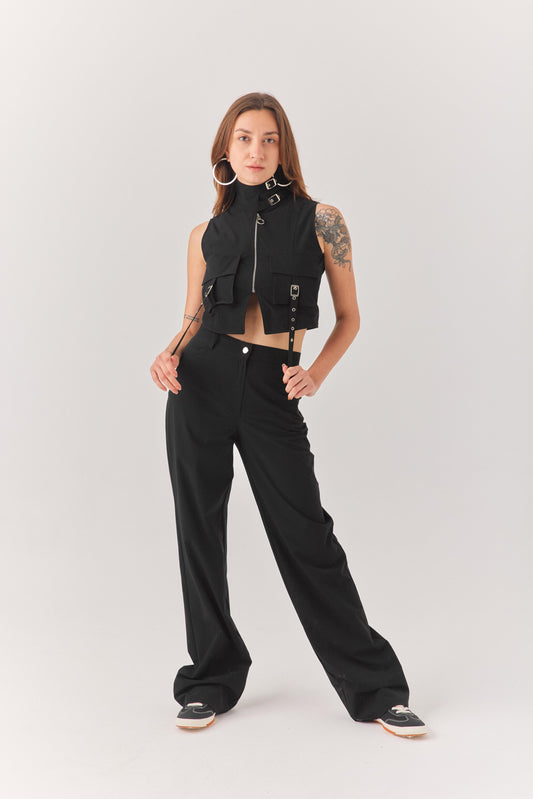 Kadın Siyah Paraşüt Gömlek