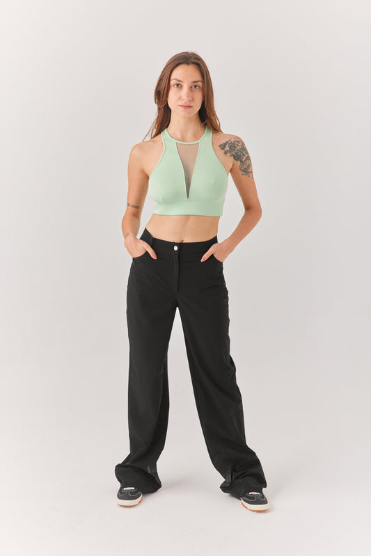 Yeşil Sırt ve Göğüs Fileli Bra.