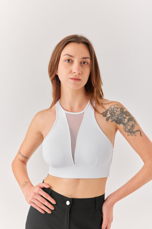 Beyaz Sırt ve Göğüs Fileli Bra