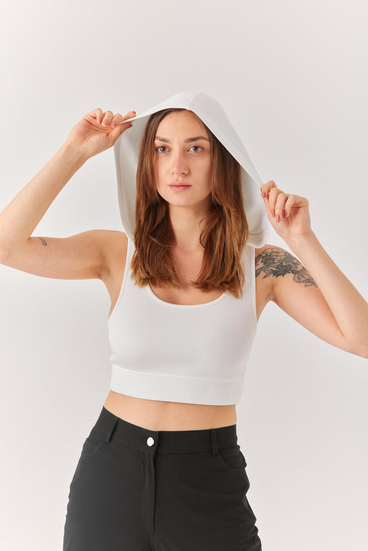 Ekru Kapüşonlu File Detaylı Bra
