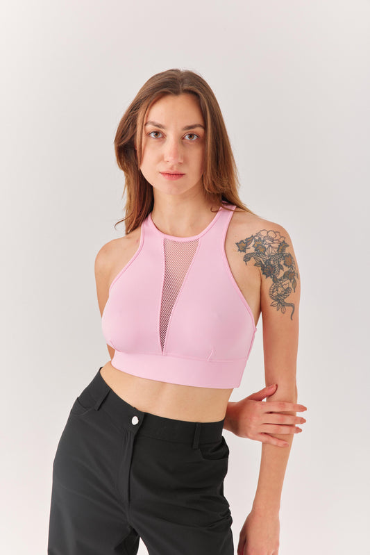 Pembe Sırt ve Göğüs Fileli Bra