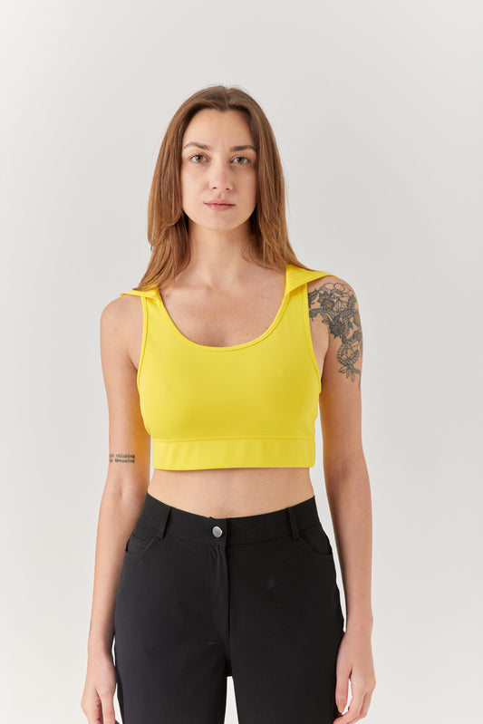 Sarı Kapüşonlu File Detaylı Bra