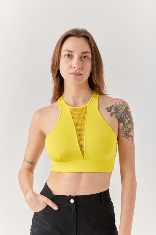 Sarı Sırt ve Göğüs Fileli Bra
