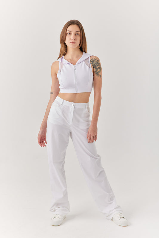 Beyaz Kapüşonlu Sırt Detaylı Bra