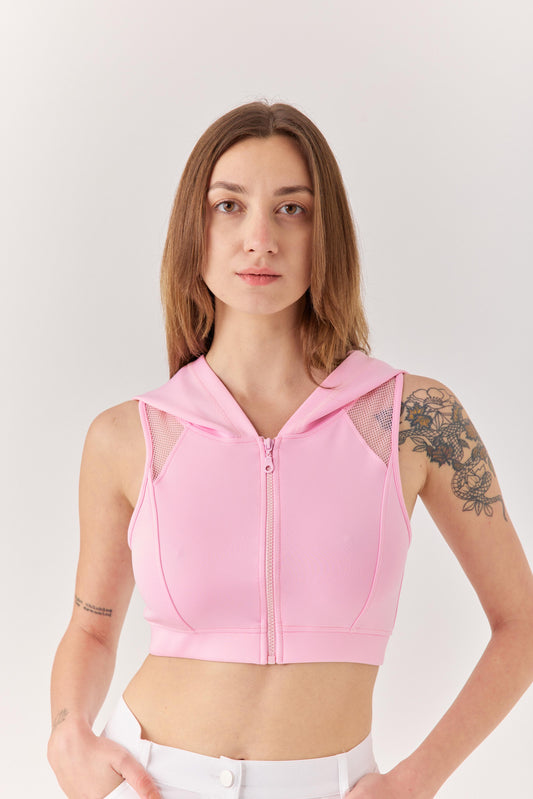 Pembe Kapüşonlu Sırt Detaylı Bra