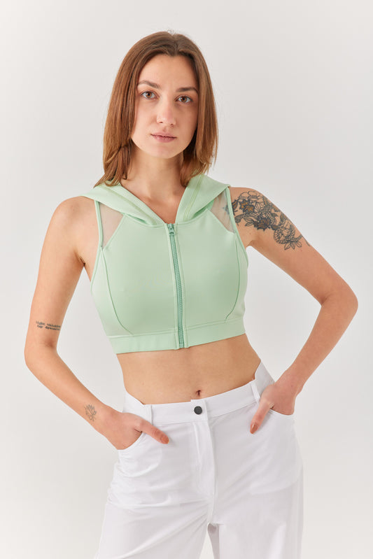 Yeşil Kapüşonlu Sırt Detaylı Bra.