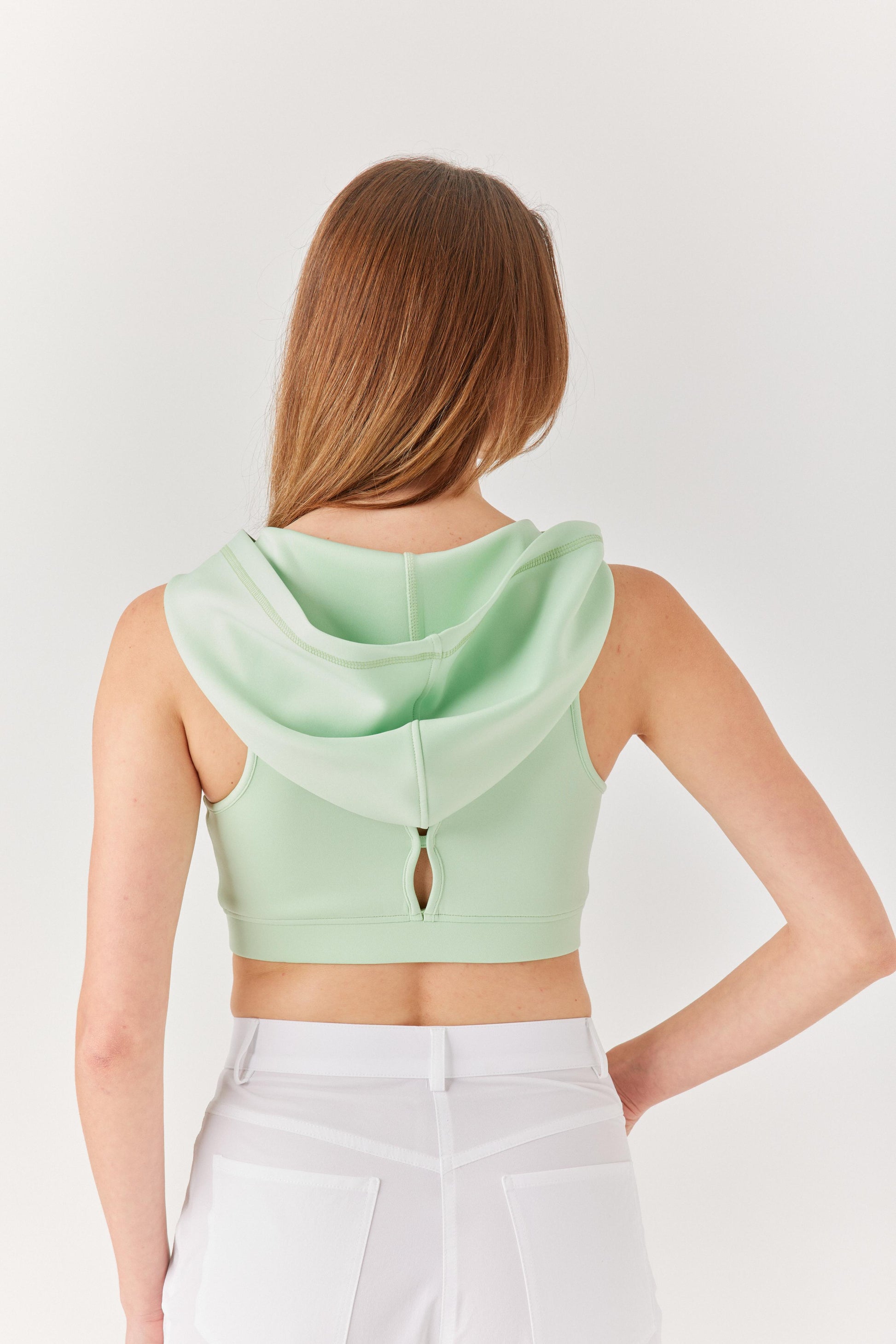 Yeşil Kapüşonlu Sırt Detaylı Bra.