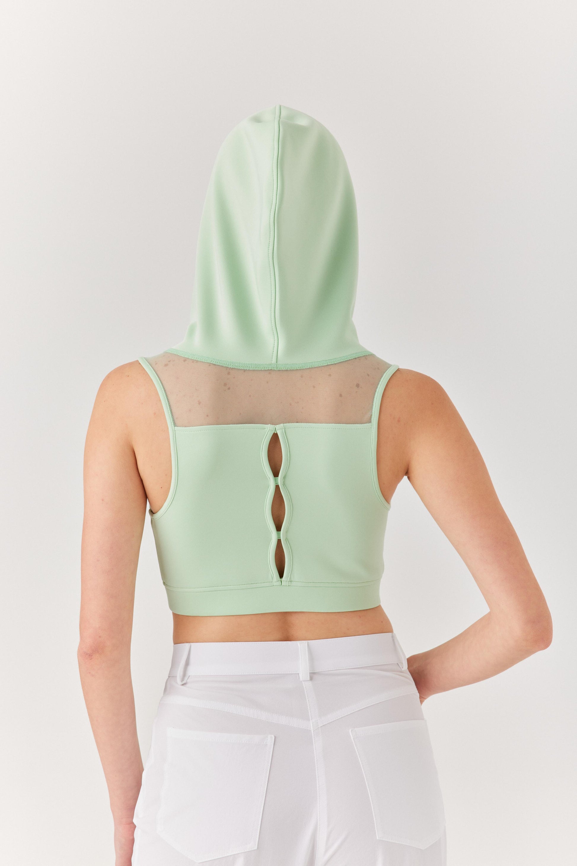 Yeşil Kapüşonlu Sırt Detaylı Bra.