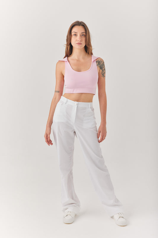 Pembe Kapüşonlu File Detaylı Bra