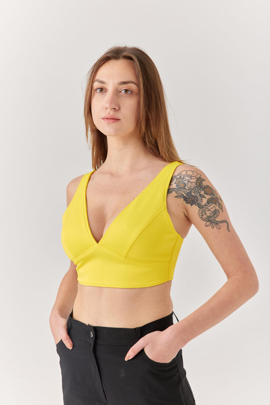 Sarı Göğüs Dekolteli Bra