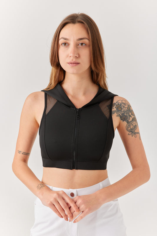 Siyah Kapüşonlu Sırt Detaylı Bra.